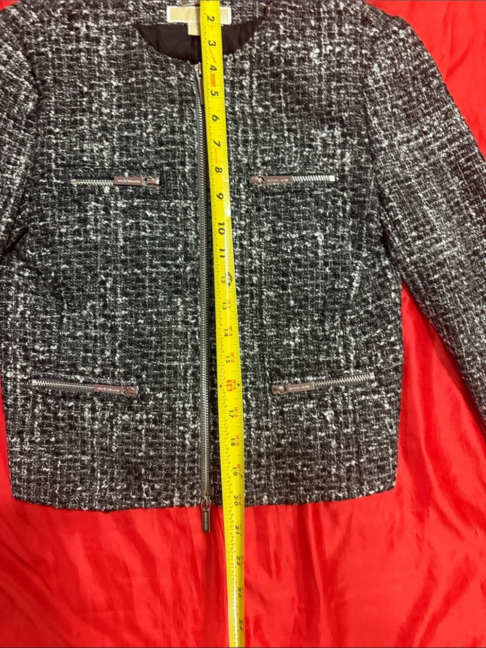 WOW POSHMARK Authentic Michael Kors NWOT Tweed Style Blazer Black White & Silver